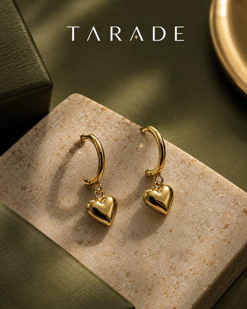 TARADE HEART DROP HOOP EARRINGS
