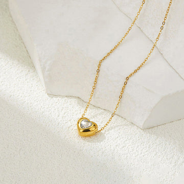 Heart Glow Pendant Necklace — Crystal White 🤍✨