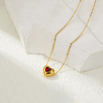 Heart Glow Pendant Necklace — Ruby Red ❤️✨  A delicate