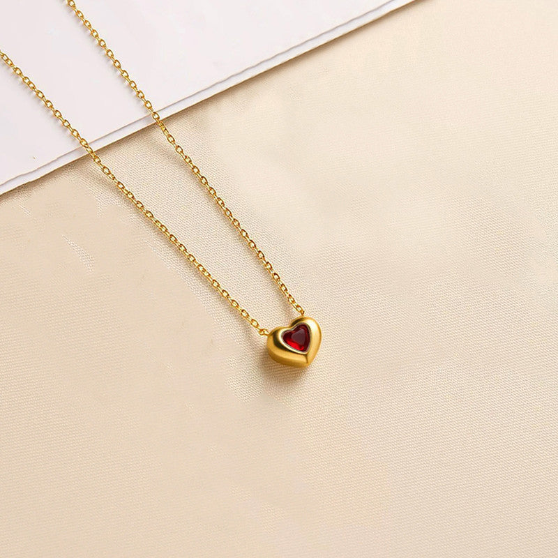 Heart Glow Pendant Necklace — Ruby Red ❤️✨  A delicate