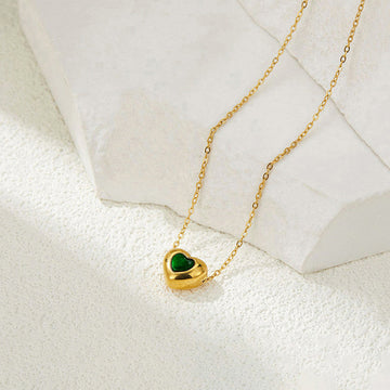 Heart Glow Pendant Necklace — Emerald Green 💚✨