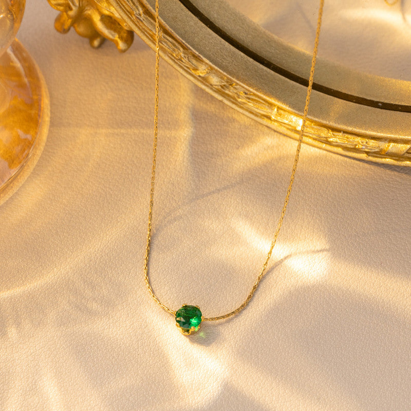 Emerald Solitaire Pendant Necklace 💚
