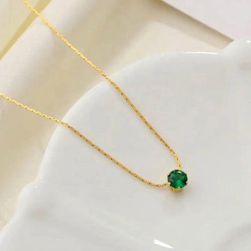 Emerald Solitaire Pendant Necklace 💚