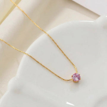 Blush Pink Solitaire Pendant Necklace 🩷