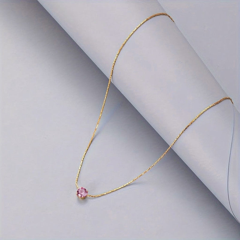Blush Pink Solitaire Pendant Necklace 🩷