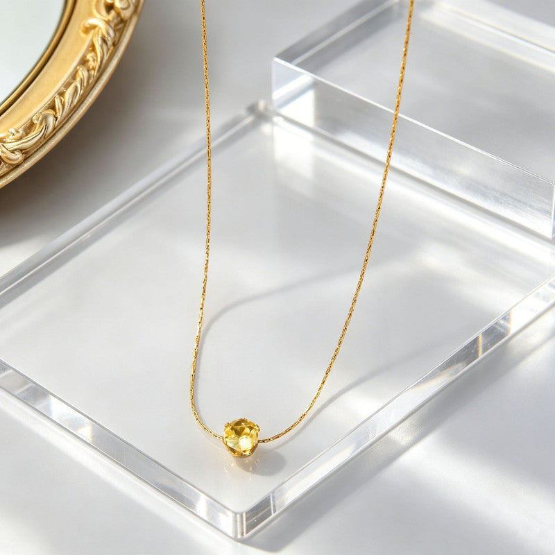 Golden Citrine Solitaire Pendant Necklace 💛✨
