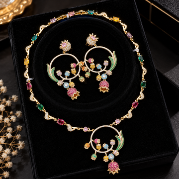 TARADE Multicolour Royale Necklace & Earring Set