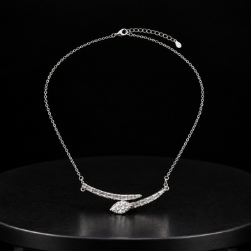 925 Sterling Silver Marquise Sparkle Bar Necklace