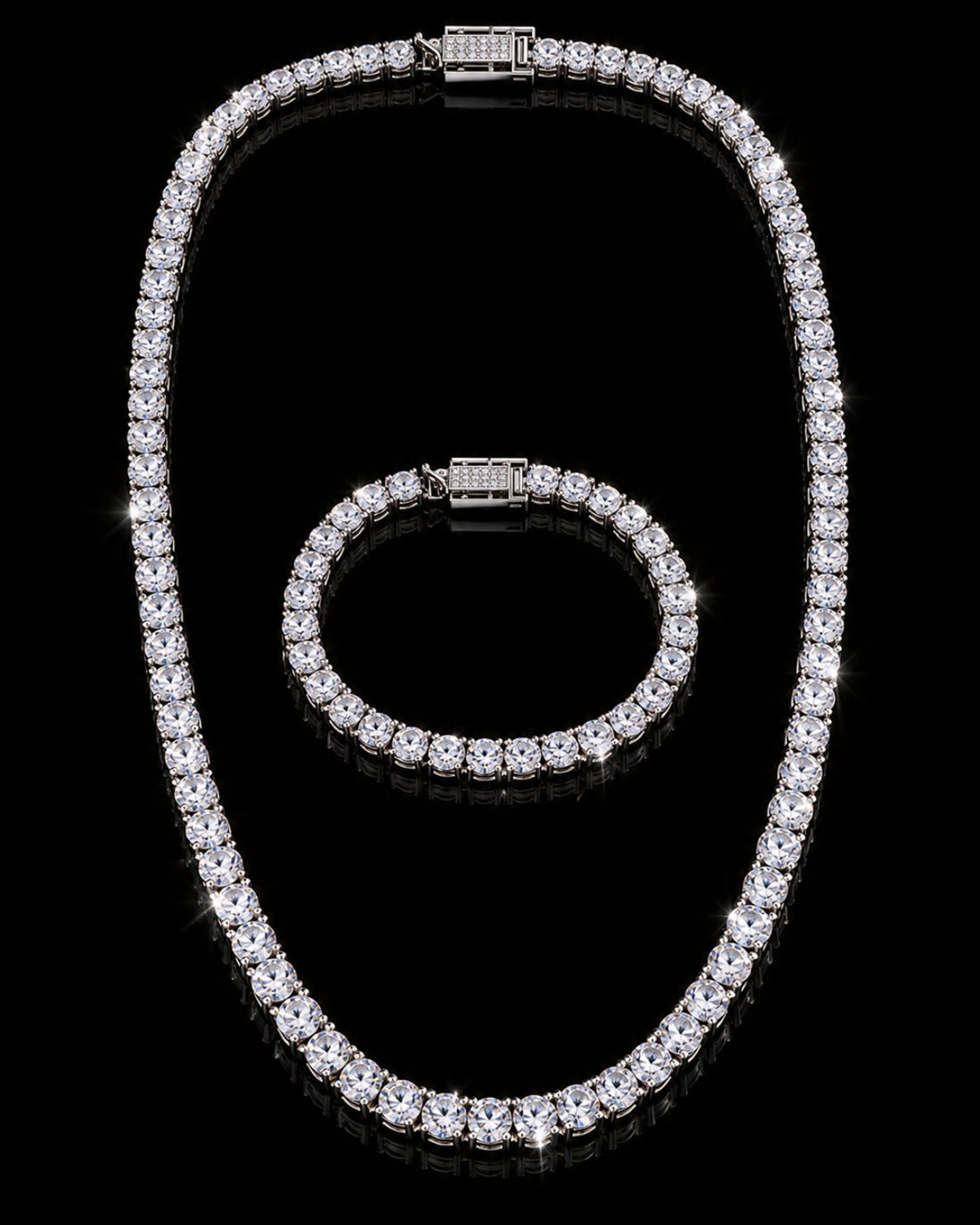 Tennis Necklace &amp; Bracelet Set — 925 Sterling Silver