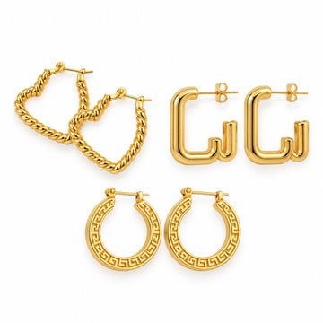 3-Piece Gold Hoop Earrings Set