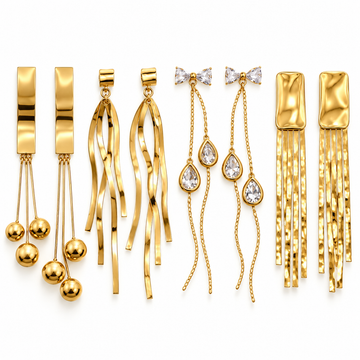4-Piece Statement Gold Earring Set