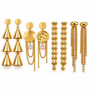 4-Piece Statement Gold Earring Set