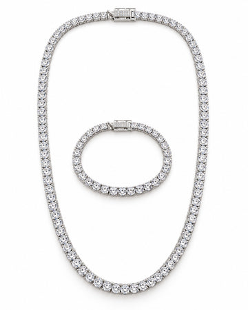 Tennis Necklace &amp; Bracelet Set — 925 Sterling Silver