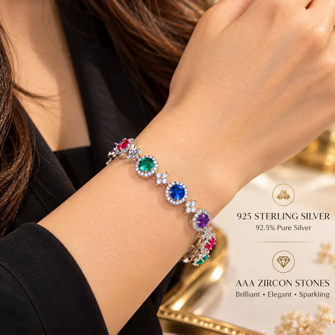 Rainbow 925 Sterling Silver Bracelet