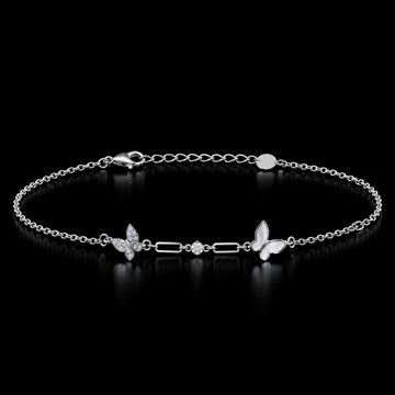 925 Sterling Silver Butterfly Charm Bracelet