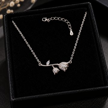 925 Sterling Silver Rose Bloom Pendant Necklace