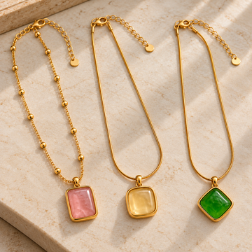 TARADE 3-Piece Gemstone-Inspired Pendant Necklace Set