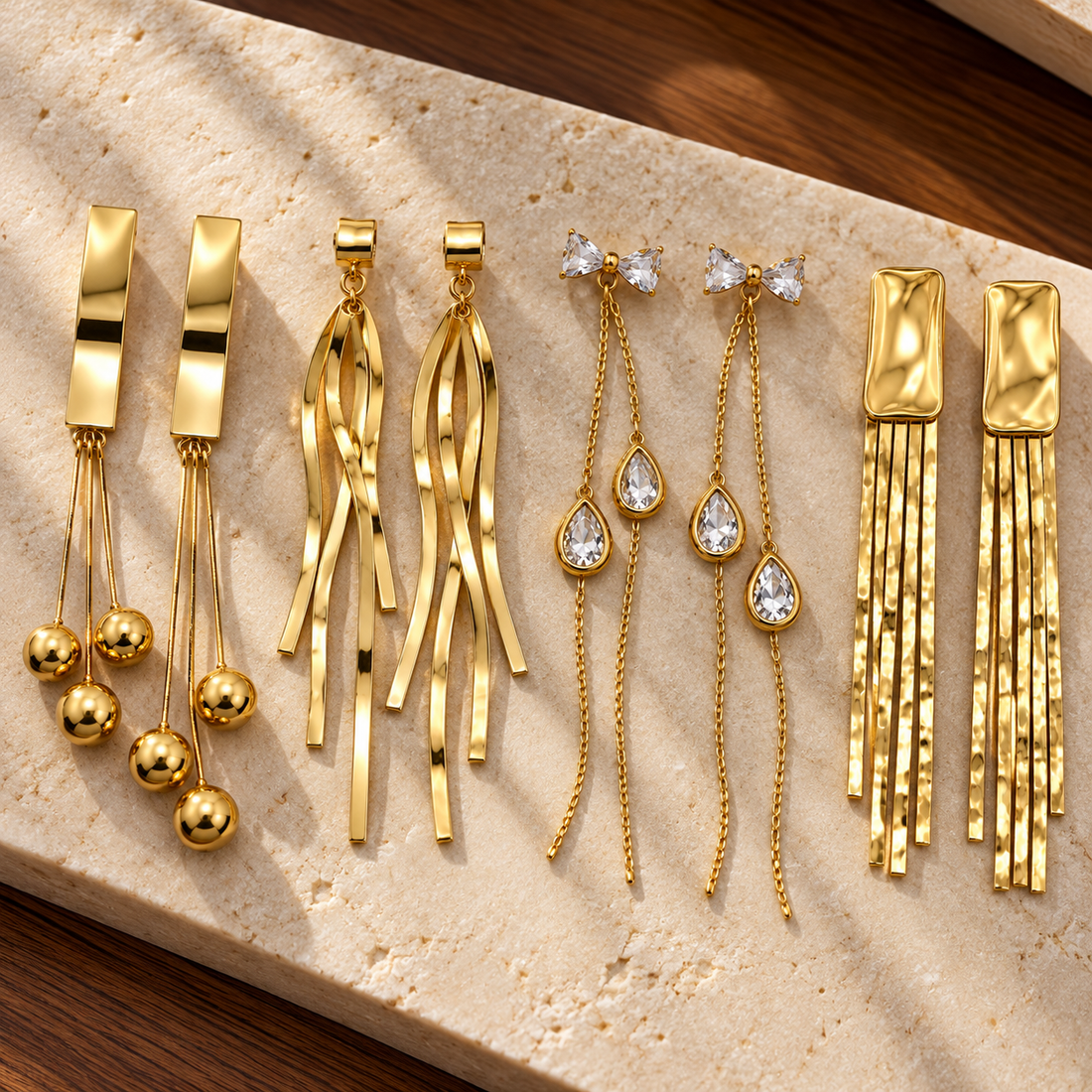 4-Piece Statement Gold Earring Set