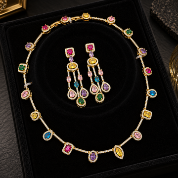 Multicolour Royale Necklace & Earring Set
