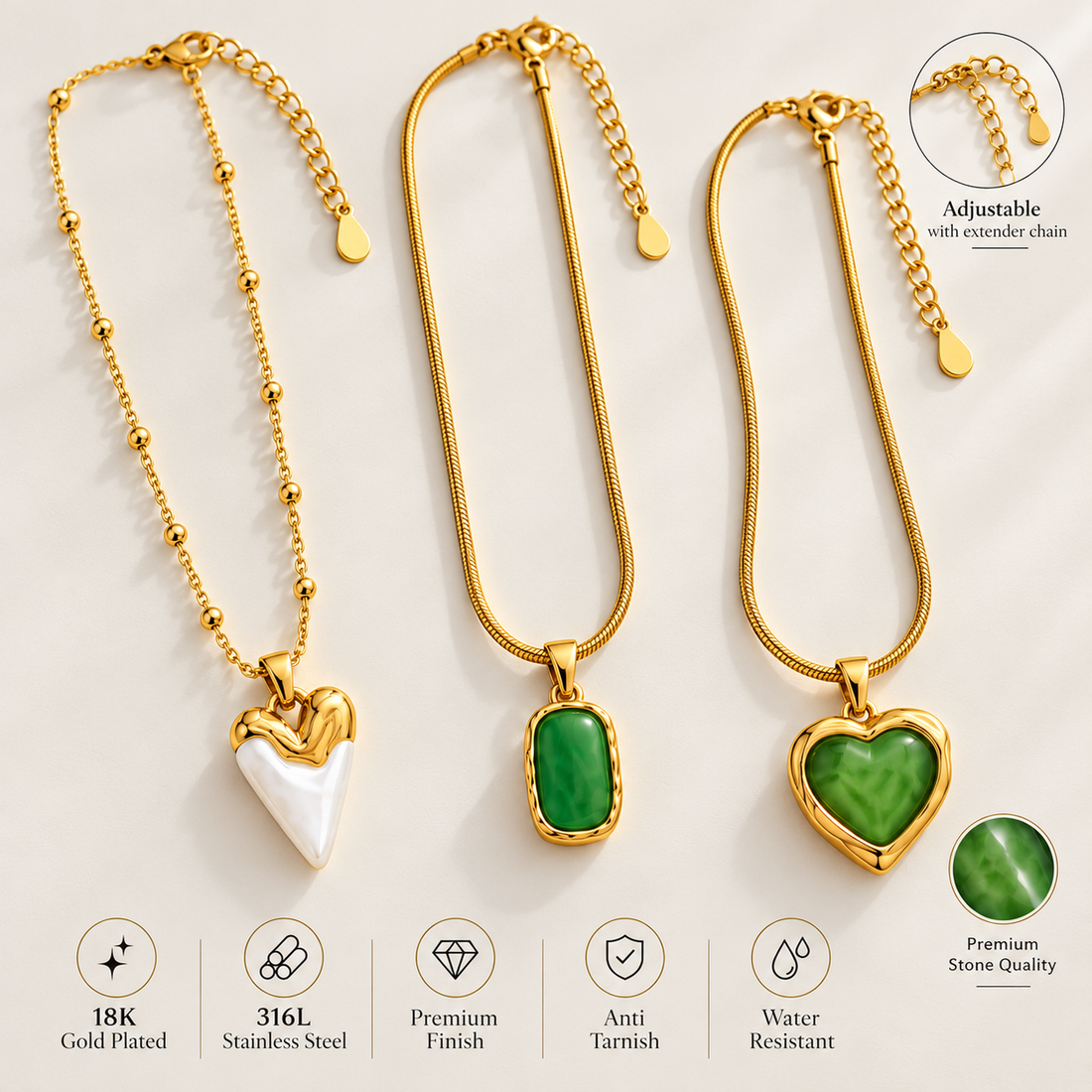 3-Piece Statement Pendant Necklace Set