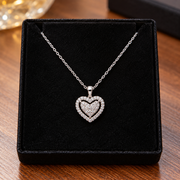 925 Sterling Silver Radiant Heart Pendant Necklace