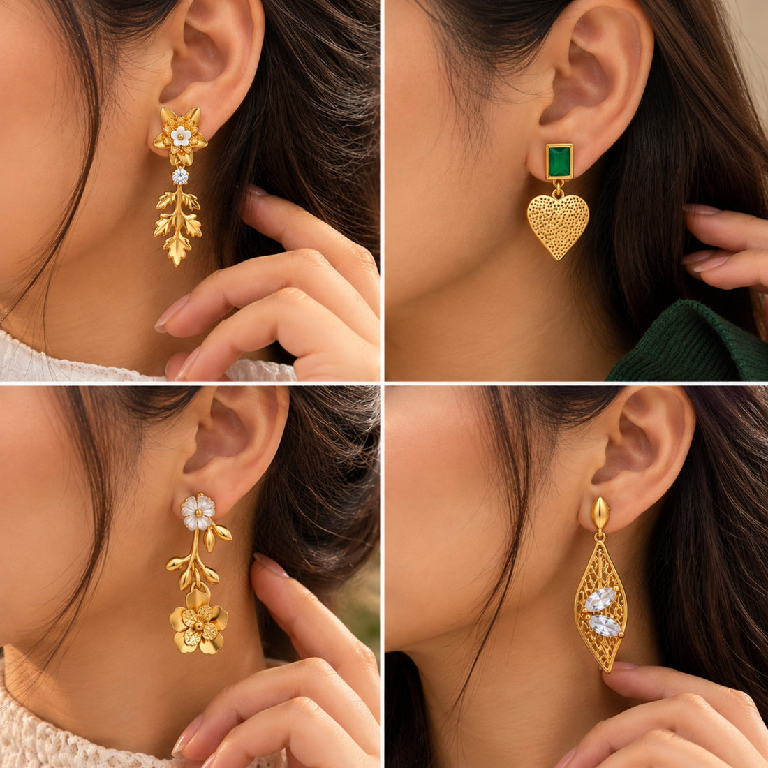 4-Piece Floral & Statement Earring Set