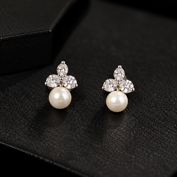 925 Sterling Silver Pearl Blossom Drop Earrings