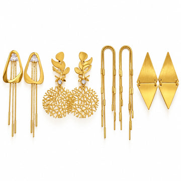 Set of 4 Golden Aura Statement Earrings