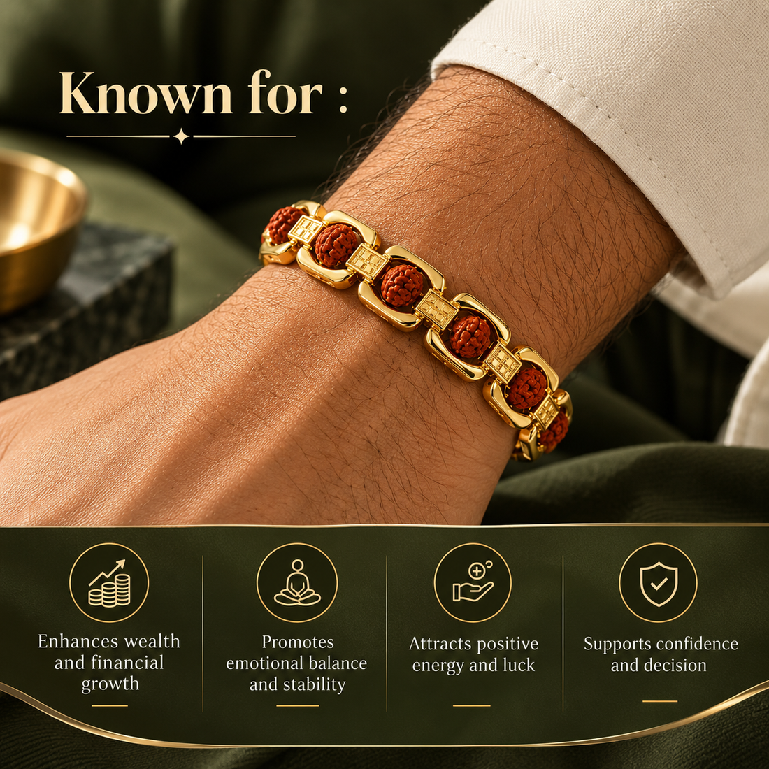 TARADE — DIVINE RUDRAKSHA GOLD PLATED BRACELET ✨🕉️